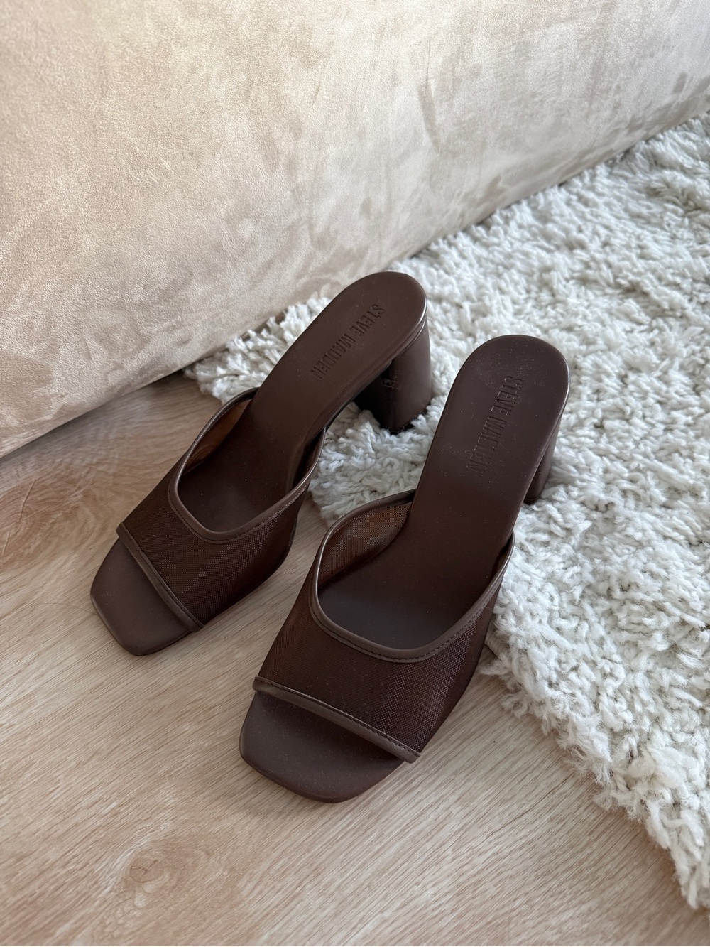 Steve Madden Brown Square-Toe Slide Heels